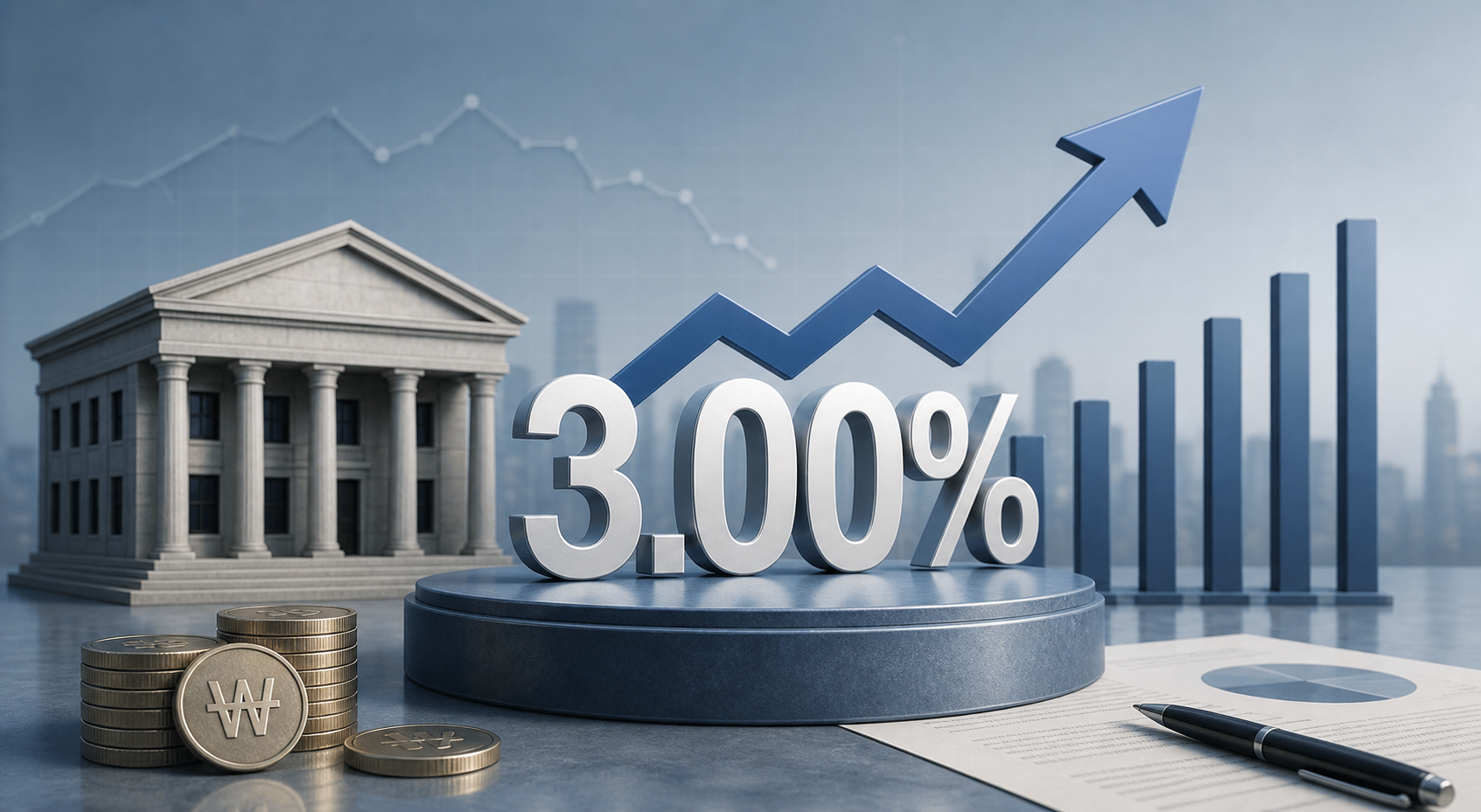 한국은행 기준금리 3.00% 인상을 설명하는 이미지