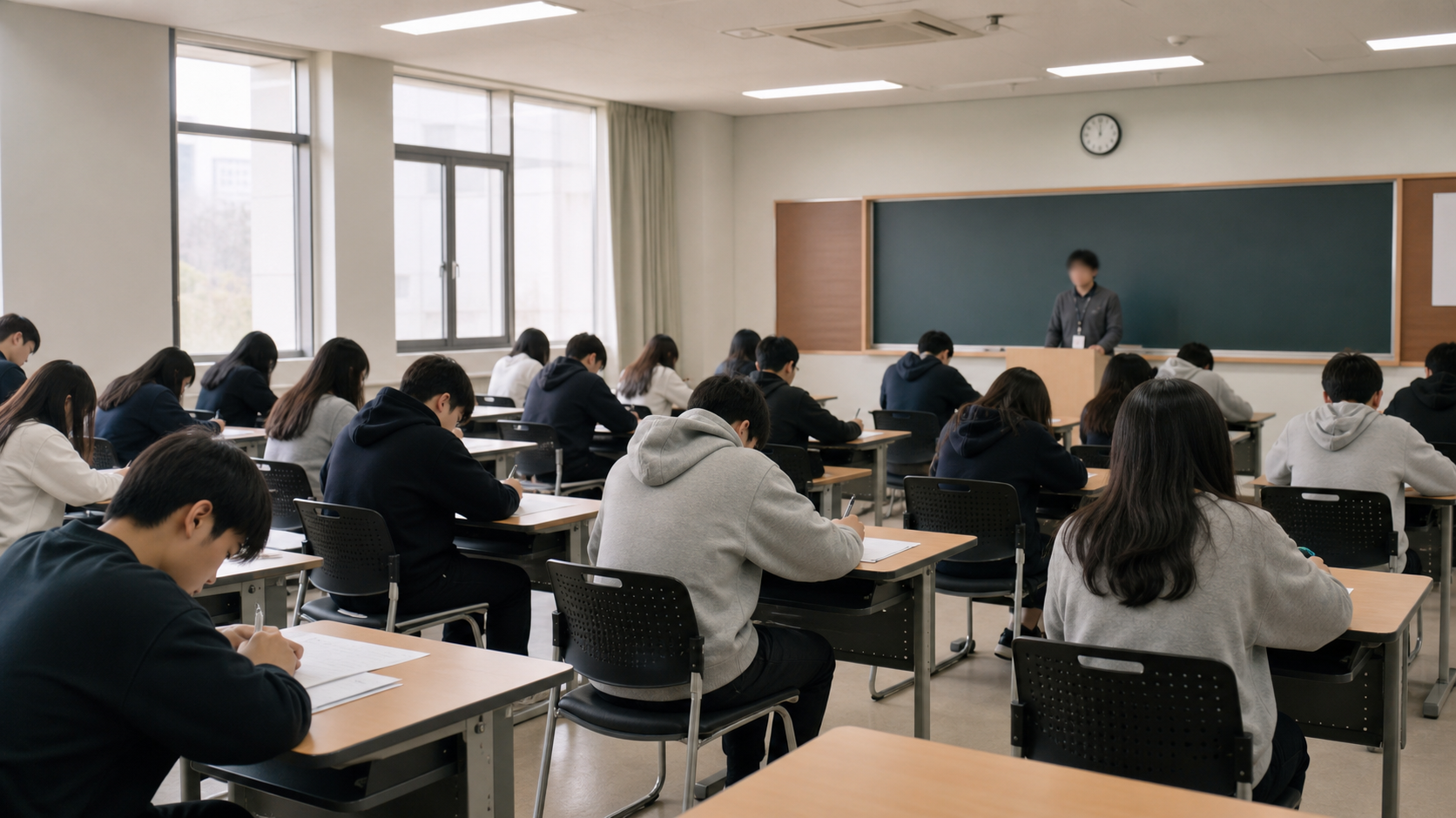 경북 고3 125개교 모의평가…교사 63명이 6개월 출제 2 교실에서 모의시험 문제를 푸는 학생들의 개념 이미지