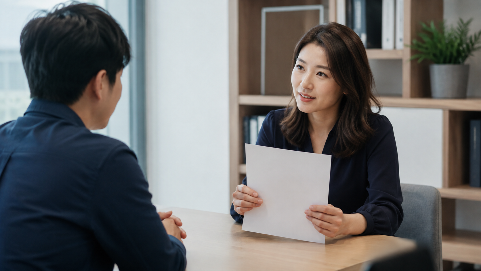 취업 준비 방향을 상담하는 구직자