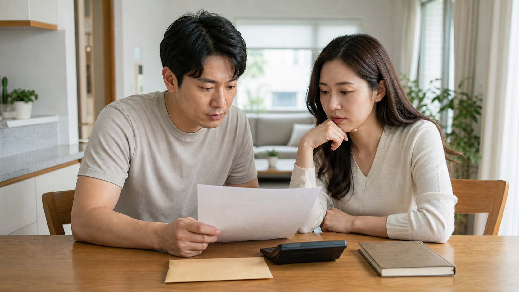 가정의 전기 사용 정보를 살펴보는 부부