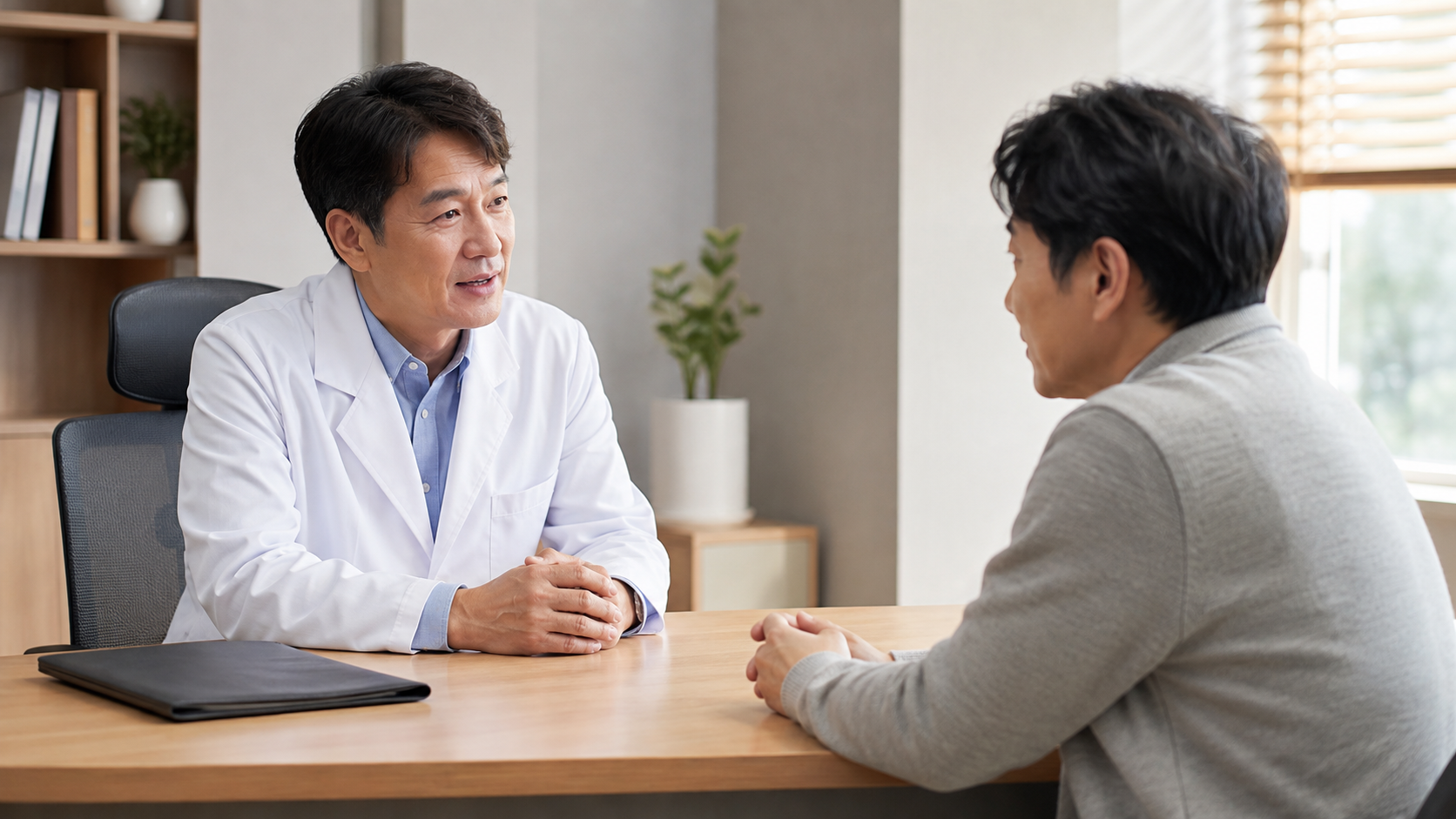 건강보험 산정특례 적용을 의료진에게 상담하는 모습
