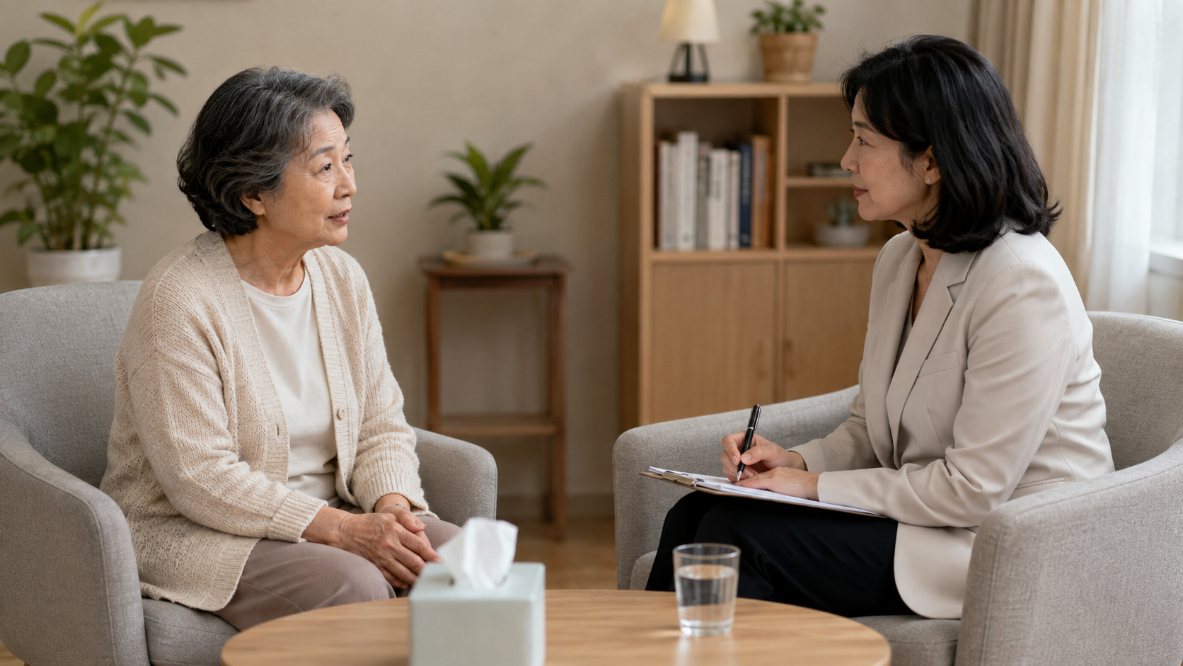 안전한 상담실에서 전문상담을 받는 어르신