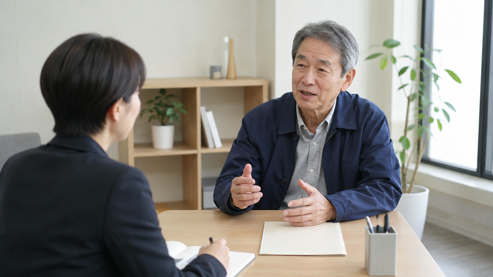 일자리 참여 조건을 상담받는 어르신