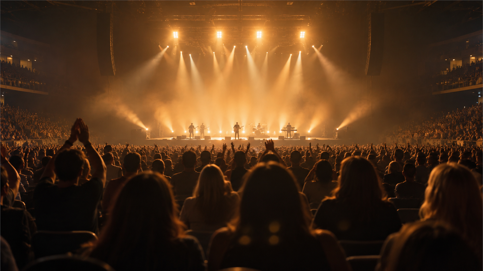 2026 성시경 with friends 콘서트 티켓팅 일정·가격·예매 종료 안내 3 많은 관객이 따뜻한 조명의 밴드 공연을 바라보는 일반 콘서트 장면